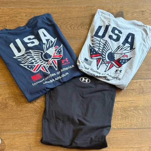 Under Armour USA Men’s Graphic Short Sleeve Tee 3-Pack -Black,Navy, Gray Size- L - Picture 2 of 4